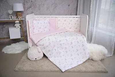 Set lenjerie pat Smile bumbac ranforce Pink Moons Stars 60 x 120 cm