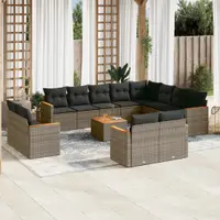 Gossi set mobilier de gradina cu perne, 13 piese, gri, poliratan