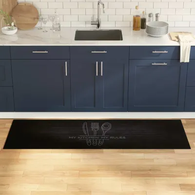 vidaXL Covor de bucătărie Tăviță Negru 180 x 60 cm Catifea
