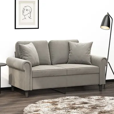 Gossi perne decorative, 2 buc., gri deschis, 40x40 cm, catifea
