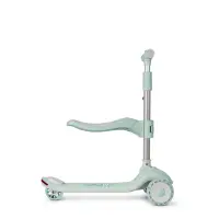 Trotineta evolutiva 2 in 1 Saro Cool Rider mint, pliabila cu scaunel, bluetooth, difuzor, roti LED si frana spate pentru copii 12 luni+, greutatea admisa 50 kg