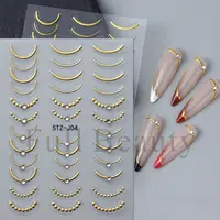 Abtibilduri unghii 3D Marquise, STICKER110, Auriu