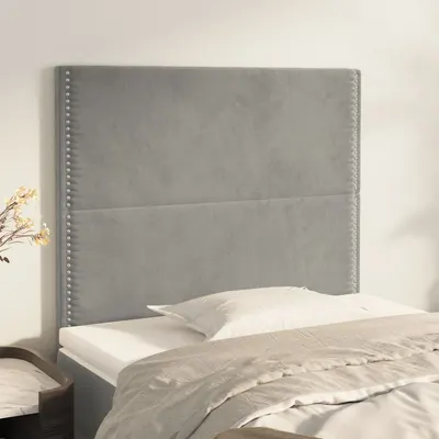 vidaXL Tăblie de pat gri deschis 100x5x118/128 cm catifea