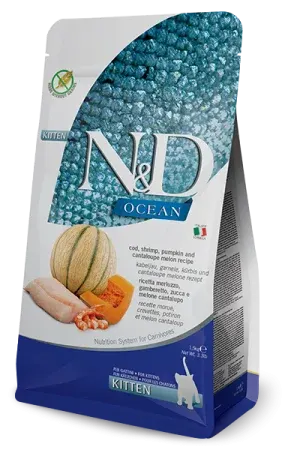 Hrana uscata pentru pisici ND Ocean Kitten cu cod, creveti dovleac 1,5 kg