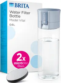 Sticlă de apă filtrantă BRITA - Vital, 0.6 l, albastru deschis, cu 2 discuri