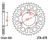 JT - Foaie (spate) Aluminiu JTA478, 41 dinti - ZX6R 6RR 9R 10R