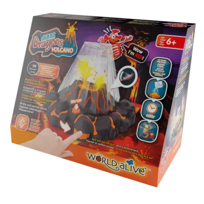 Set educativ STEM - AQUA DRAGONS Habitat VULCAN cu lava - acvariu cu LED si Aqua Dragons rosii