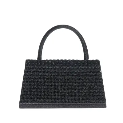 Geanta plic neagra cu paiete si maner fix