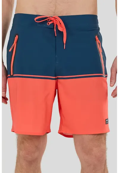 Pantaloni scurti de baie cu buzunare cu fermoar Morris - Portocaliu mandarina/Bleumarin
