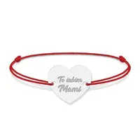 Claudia - Bratara din snur cu talisman personalizat din argint 925 - Inimioara