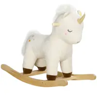 AIYAPLAY Cal Balansoar pentru Copii 2-4 Ani în Formă de Unicorn cu Sunete și Înveliș Moale, 63x33x56 cm, Alb | Aosom Romania