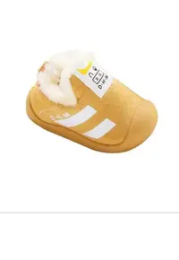 Pantofi Imblaniti - Model Stripes - Piele intoarsa - Baieti/ Fete - Fara inchidere - Galben Mustar