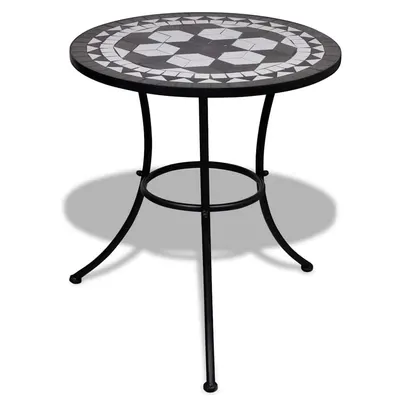 vidaXL Masă de bistro, alb și negru, 60 cm, mozaic