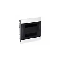 Practibox S Montaj incastrat cabinet pentru zidarie cu Bara de nul - Usa fumurie - 2 randuri cu 18 module per rand