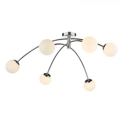 Plafoniera Puglia 6lt Semi Flush Polished Chrome Opal Glass