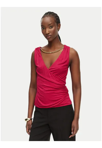 Bluza dama - Marciano Guess - roz - viscoza - croiala slim fit - decolteu in V