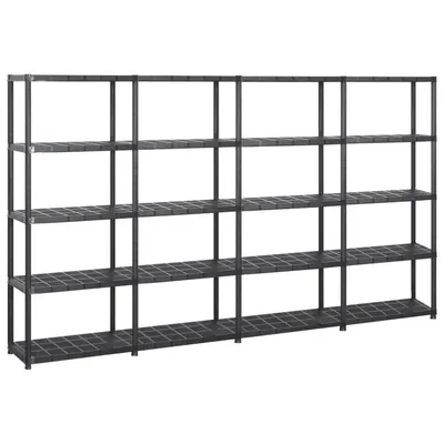 Gossi raft de depozitare cu 5 polite, negru, 284x38x170 cm, plastic