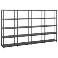 Gossi raft de depozitare cu 5 polite, negru, 284x38x170 cm, plastic