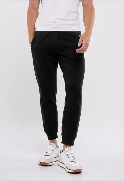 Pantaloni jogger din amestec de bumbac cu buzunare si fermoar - N-Nicer - Negru - Negru
