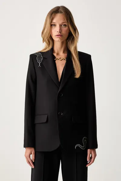 Zadig&Voltaire sacou cu un singur rând de nasturi pentru femei cu vâscoză VANILLE