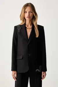 Zadig&Voltaire sacou cu un singur rând de nasturi pentru femei cu vâscoză VANILLE