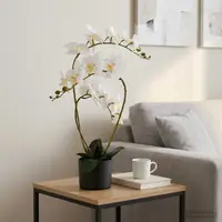 vidaXL Plantă de orhidee artificială cu ghiveci Alb 45 x 15 x 65 cm