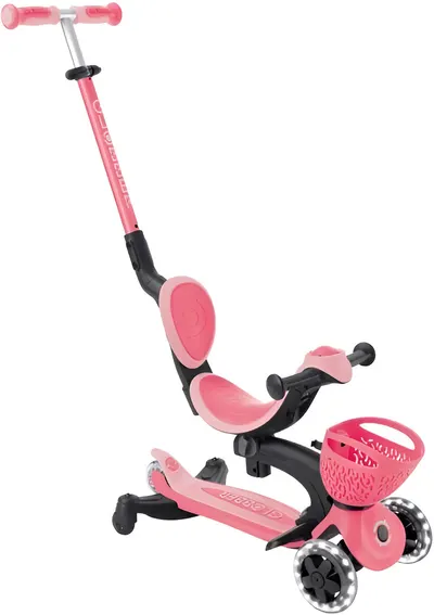 Trotinetă pliabilă Globber - Baby Learn 360° Flash Lights, roz