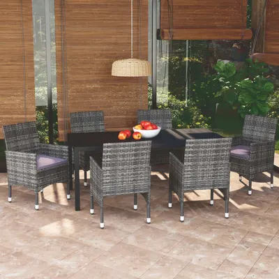 Gossi set mobilier de gradina cu perne, 7 piese, gri, poliratan