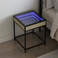 Gossi noptiera cu led infinity, stejar sonoma, 40x40x51 cm