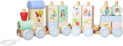 Trenă de sfoară din lemnOrange Tree Toys - Peter Rabbit, Radish Express