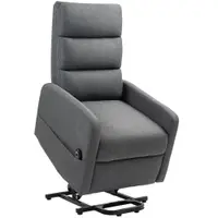 HOMCOM Fotoliu relax electric cu funcție de ridicare, telecomandă, spumă moale, buzunar lateral, husă cu aspect de in, Gri | Aosom Romania