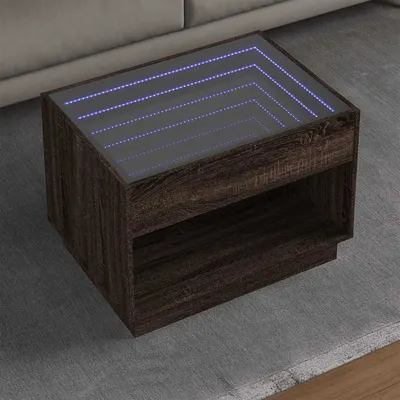 vidaXL Măsuță de cafea cu LED infinity, stejar maro, 70x50x50 cm