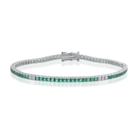 Bratara tennis din aur alb cu diamante princess de 0.28ct si smaralde princess de 2.3ct