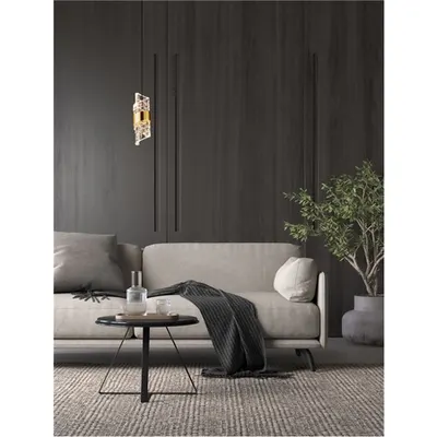 Lampa suspendata SENECA Auriu Plating Metal Shade & Clear Acrylic Nisipiu Negru Baza LED 9W 220-240V 739Lm 3000K IP20