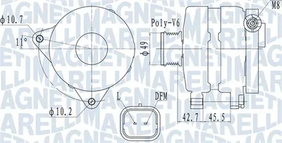 Alternator (14V, 100A) potrivit CITROEN C2, C3 I, C3 II, C4 I, XSARA; PEUGEOT 1007, 207, 301, 307 1.1-1.6 08.00