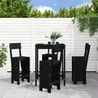 Gossi set mobilier bar de gradina, 5 piese, negru, lemn masiv de pin