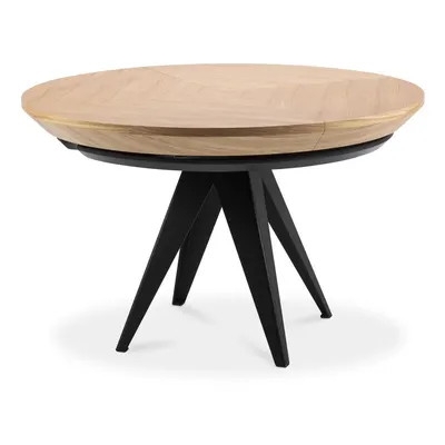 Masă de dining rotundă extensibilă cu blat cu aspect de lemn de stejar cu blat suplimentar ø 120 cm Magnus – Windsor & Co Sofas