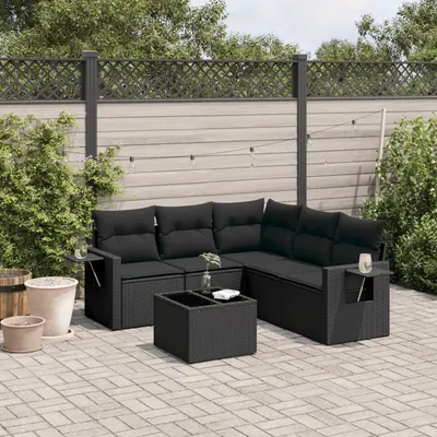 Gossi set mobilier de gradina cu perne, 6 piese, negru, poliratan
