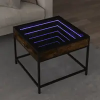 vidaXL Măsuță de cafea cu LED infinity, stejar fumuriu, 50x50x41 cm