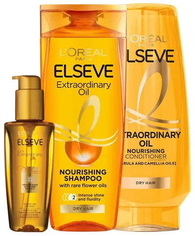 L'Oréal Elseve Set Extraordinary - Șampon, Balsam și Ulei de păr, 250 + 200 + 100 ml