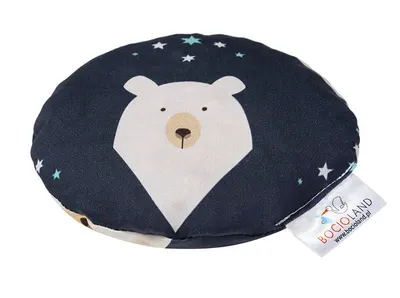 Pernuta Bocioland Polar Bear, umpluta cu samburi de cirese, 180g, husa din bumbac