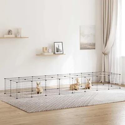vidaXL Cușcă animale de companie cu ușă 36 panouri negru 280x70x35 cm oțel
