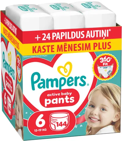 Scutece - chiloțel Pampers Active Baby - Mărimea 6, 13-19 kg, 144 buc
