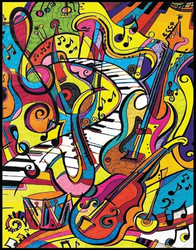 Tablou de colorat ColorVelvet - Muzică, 47 x 35 cm