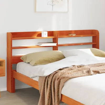 Gossi tablie de pat cu rafturi, maro ceruit, 160 cm, lemn masiv pin