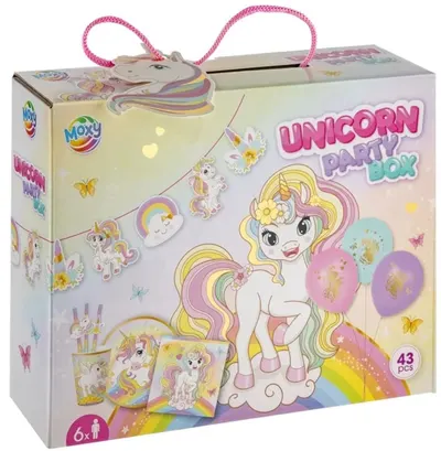 Set de petrecere într-o cutie Moxy - Unicorn, 43 piese