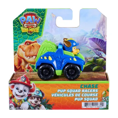 Mini vehicul cu figurina, Paw Patrol the Dino Movie, Pup Squad Racers, Chase, 20157134