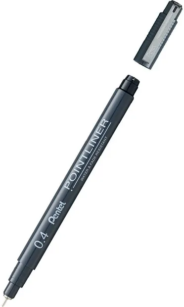 Liner Pentel Pointliner - 0,4 mm, negru