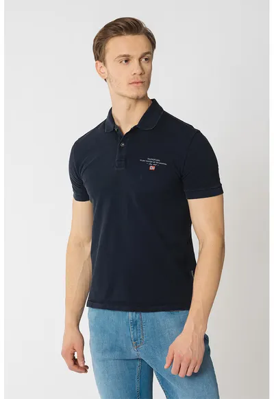Tricou polo de bumbac pique Elbas - Bleumarin