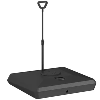 Outsunny Bază pentru Umbrelă de Soare cu Sistem de Umplere, Roți Ajustabile și Mâner Reglabil, 95x95x117 cm, Negru | Aosom Romania